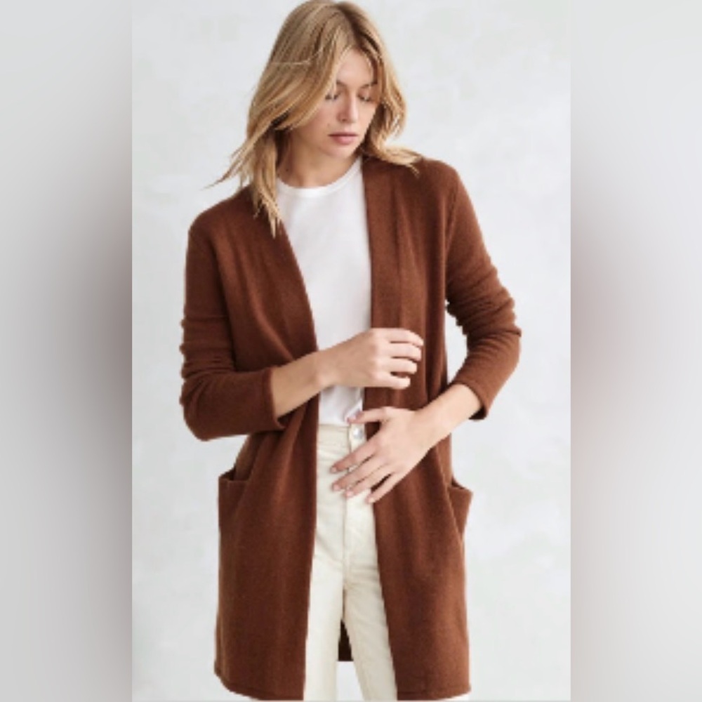 Jenni Kayne Cashmere Sweater Coat in Cinnamon Brown sz XS